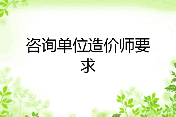咨询单位造价师要求