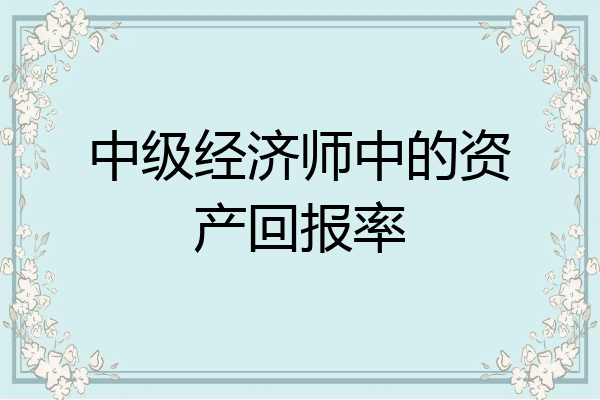 中级经济师中的资产回报率