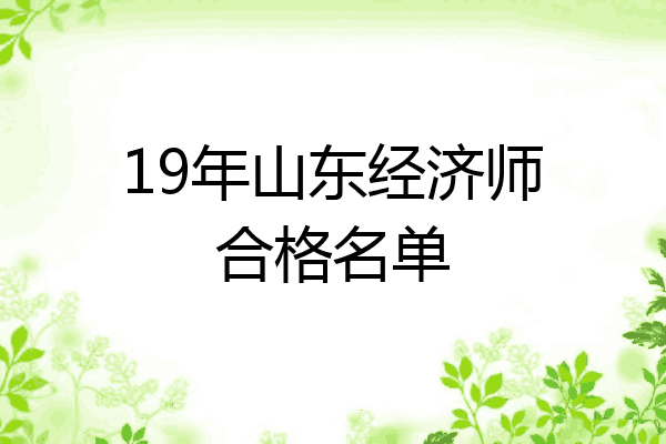 19年山东经济师合格名单