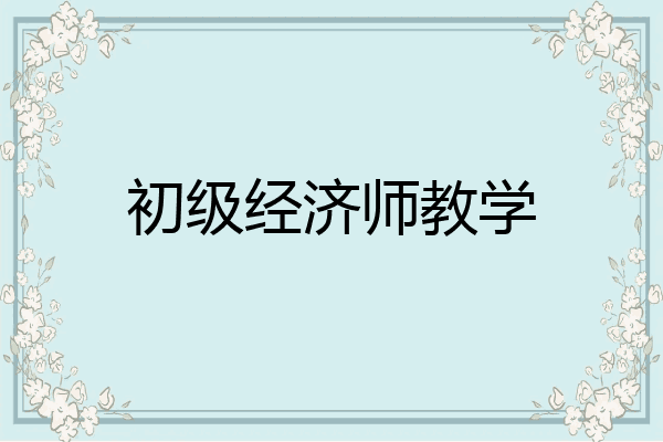 初级经济师教学
