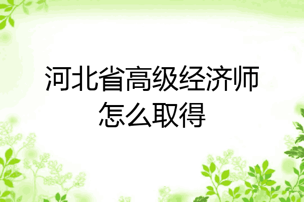 河北省高级经济师怎么取得