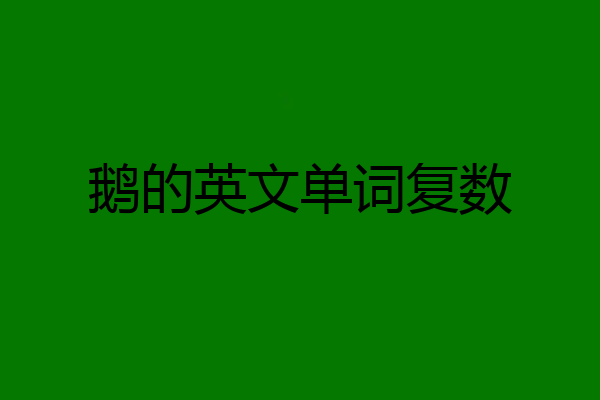 鹅的英文单词复数