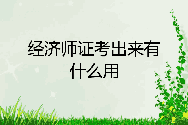 经济师证考出来有什么用