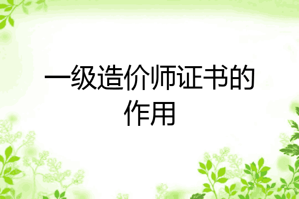 一级造价师证书的作用