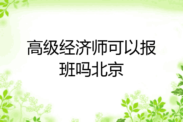高级经济师可以报班吗北京