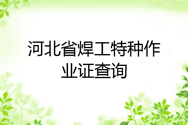 河北省焊工特种作业证查询