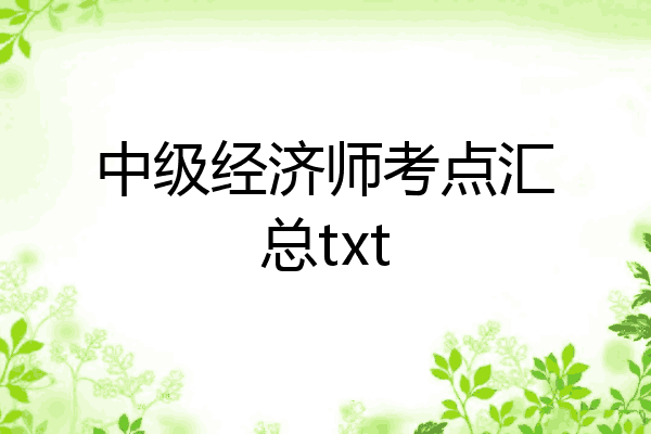 中级经济师考点汇总txt
