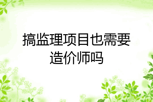 搞监理项目也需要造价师吗