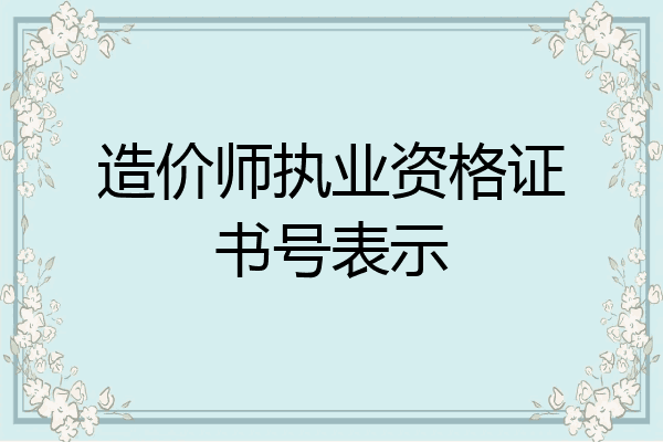 造价师执业资格证书号表示