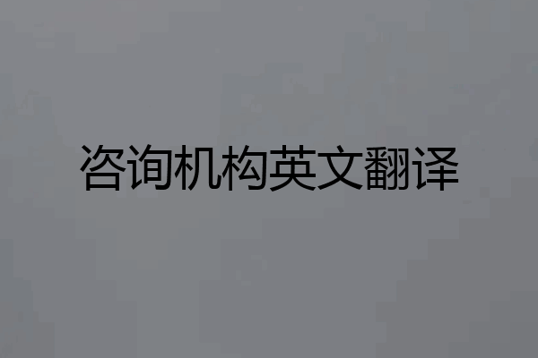 咨询机构英文翻译