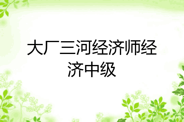 大厂三河经济师经济中级