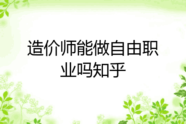 造价师能做自由职业吗知乎
