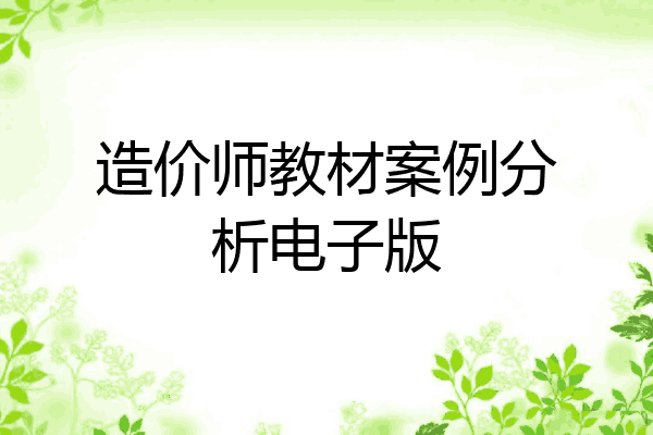 造价师教材案例分析电子版