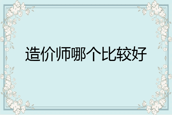 造价师哪个比较好
