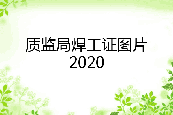 质监局焊工证图片2020