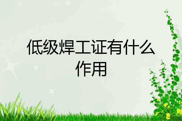 低级焊工证有什么作用