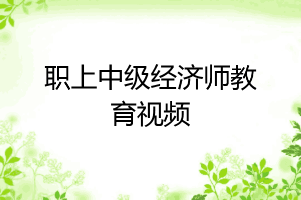 职上中级经济师教育视频
