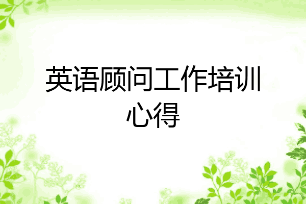 英语顾问工作培训心得