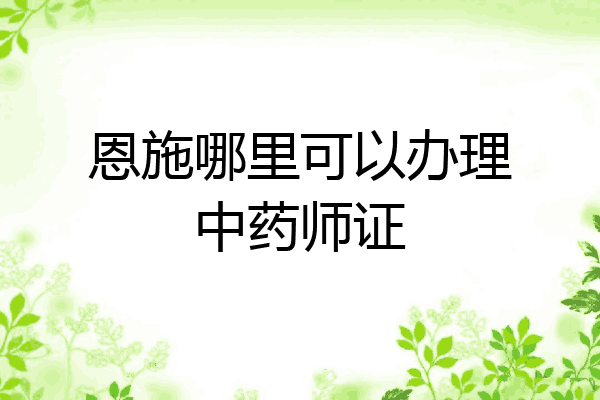 恩施哪里可以办理中药师证