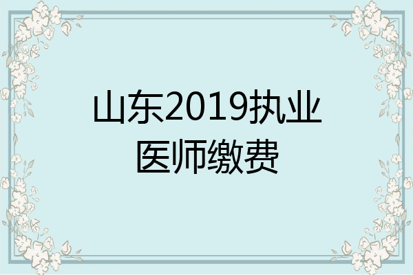 山东2019执业医师缴费