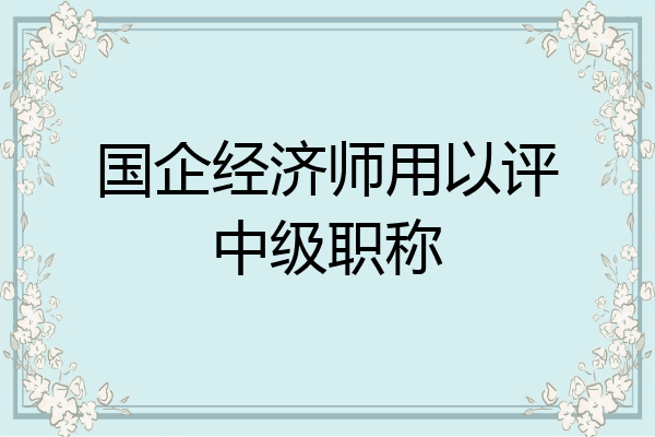 国企经济师用以评中级职称
