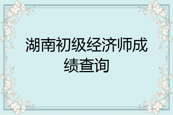 湖南初级经济师成绩查询