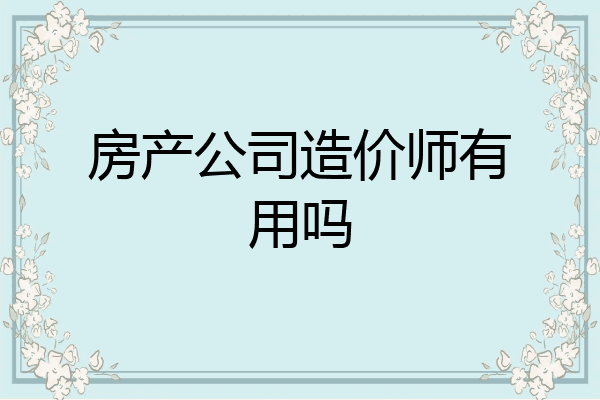 房产公司造价师有用吗