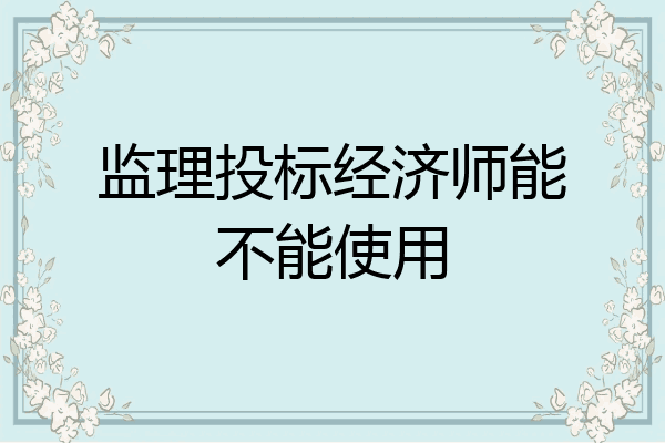 监理投标经济师能不能使用