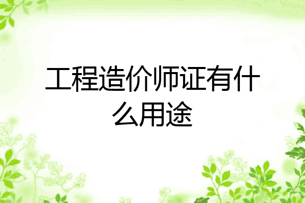 工程造价师证有什么用途
