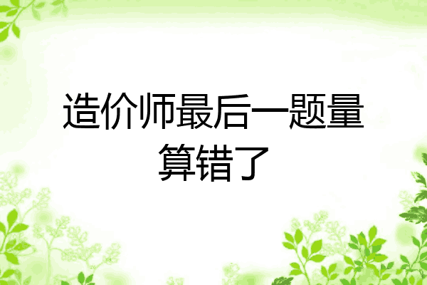 造价师最后一题量算错了