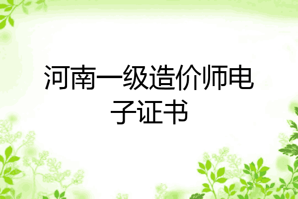 河南一级造价师电子证书