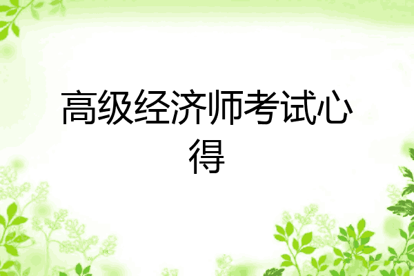 高级经济师考试心得