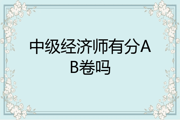 中级经济师有分AB卷吗