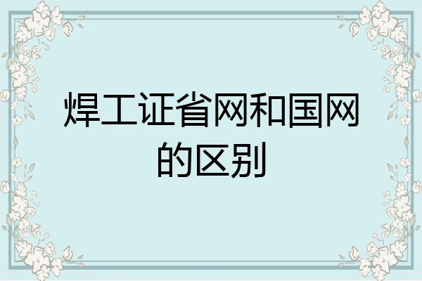 焊工证省网和国网的区别
