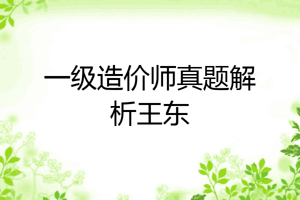 一级造价师真题解析王东