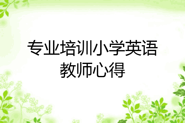 专业培训小学英语教师心得