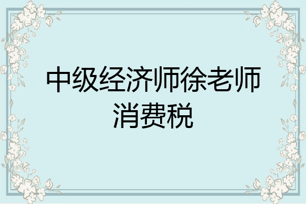 中级经济师徐老师消费税