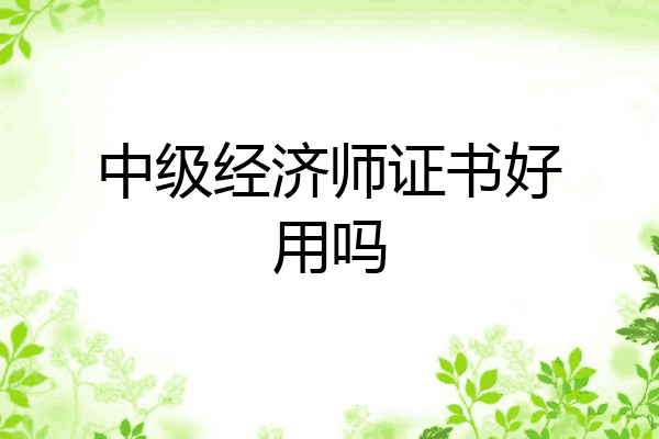中级经济师证书好用吗