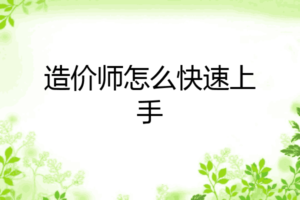 造价师怎么快速上手