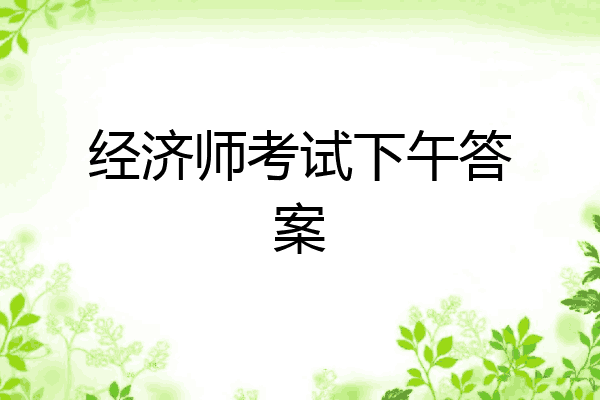 经济师考试下午答案