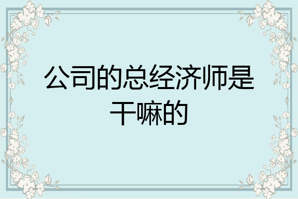 公司的总经济师是干嘛的