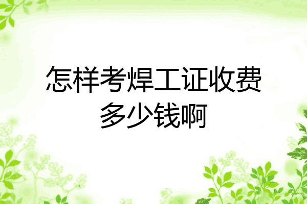 怎样考焊工证收费多少钱啊