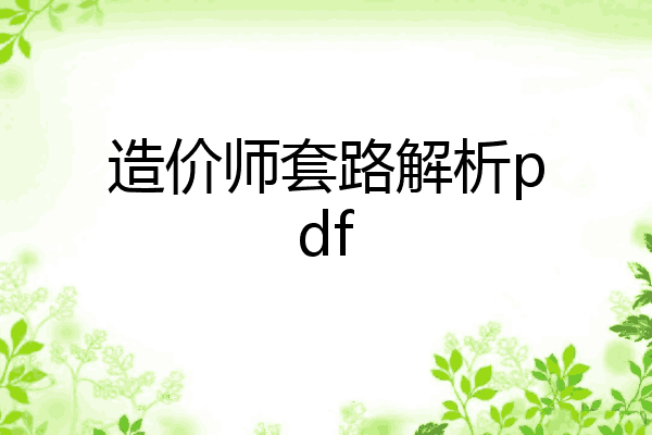 造价师套路解析pdf