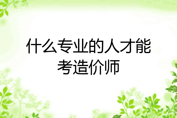 什么专业的人才能考造价师