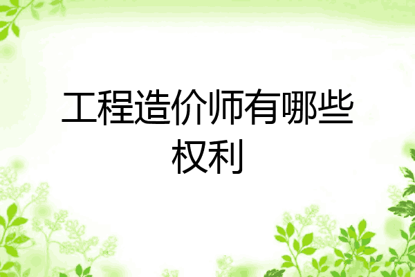 工程造价师有哪些权利