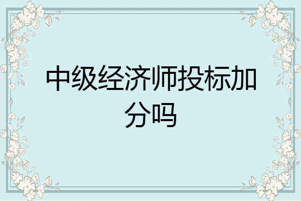 中级经济师投标加分吗