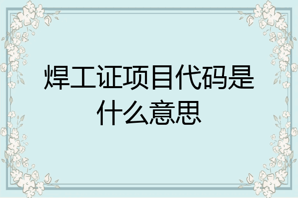 焊工证项目代码是什么意思
