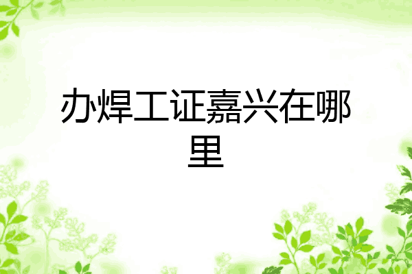 办焊工证嘉兴在哪里