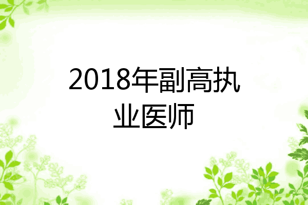2018年副高执业医师