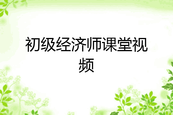 初级经济师课堂视频
